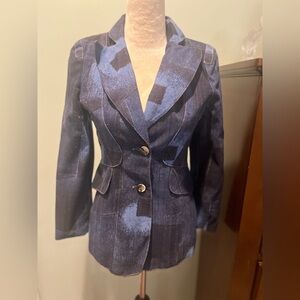 Elegant Navy Patterned Blazer